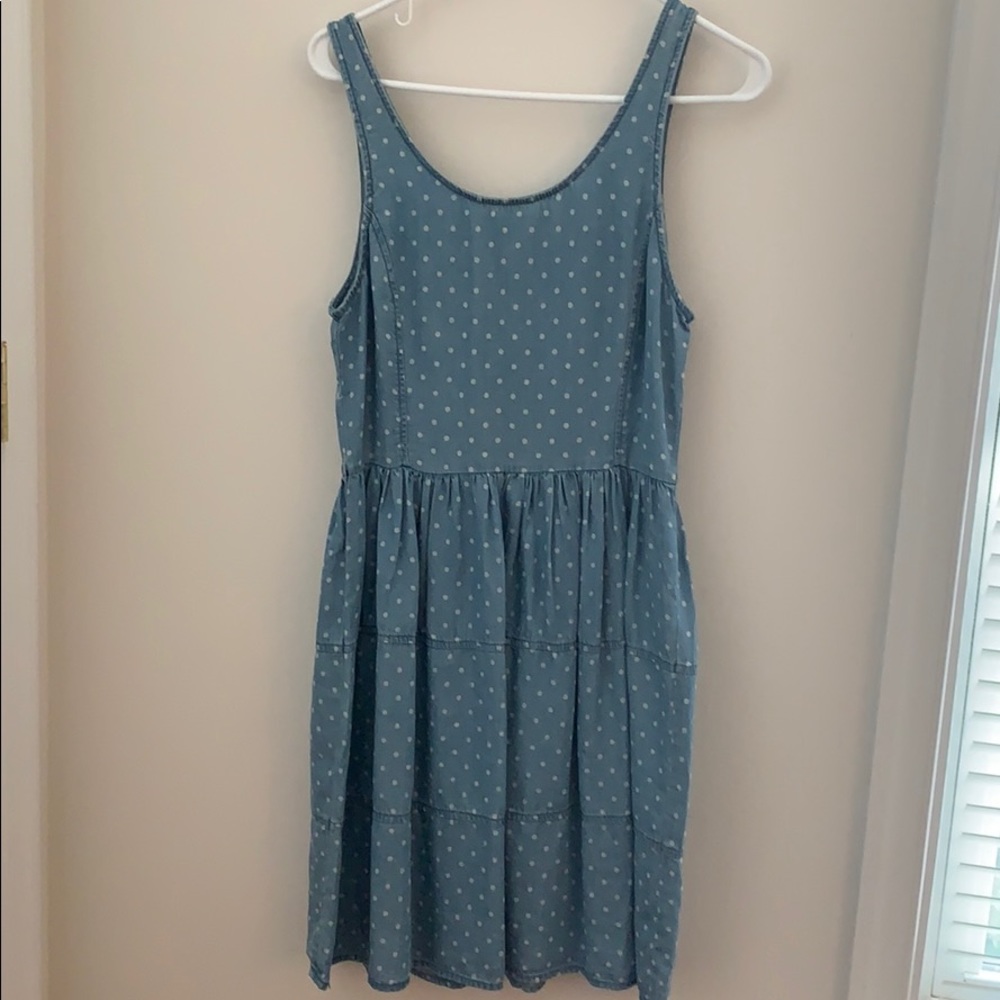 Francesca’s Denim Polka Dotted Dress
